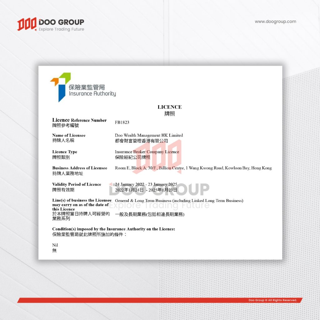 Doo Financial 홍콩 보험 감독국 라이선스 보유 보험 중개 회사 인수